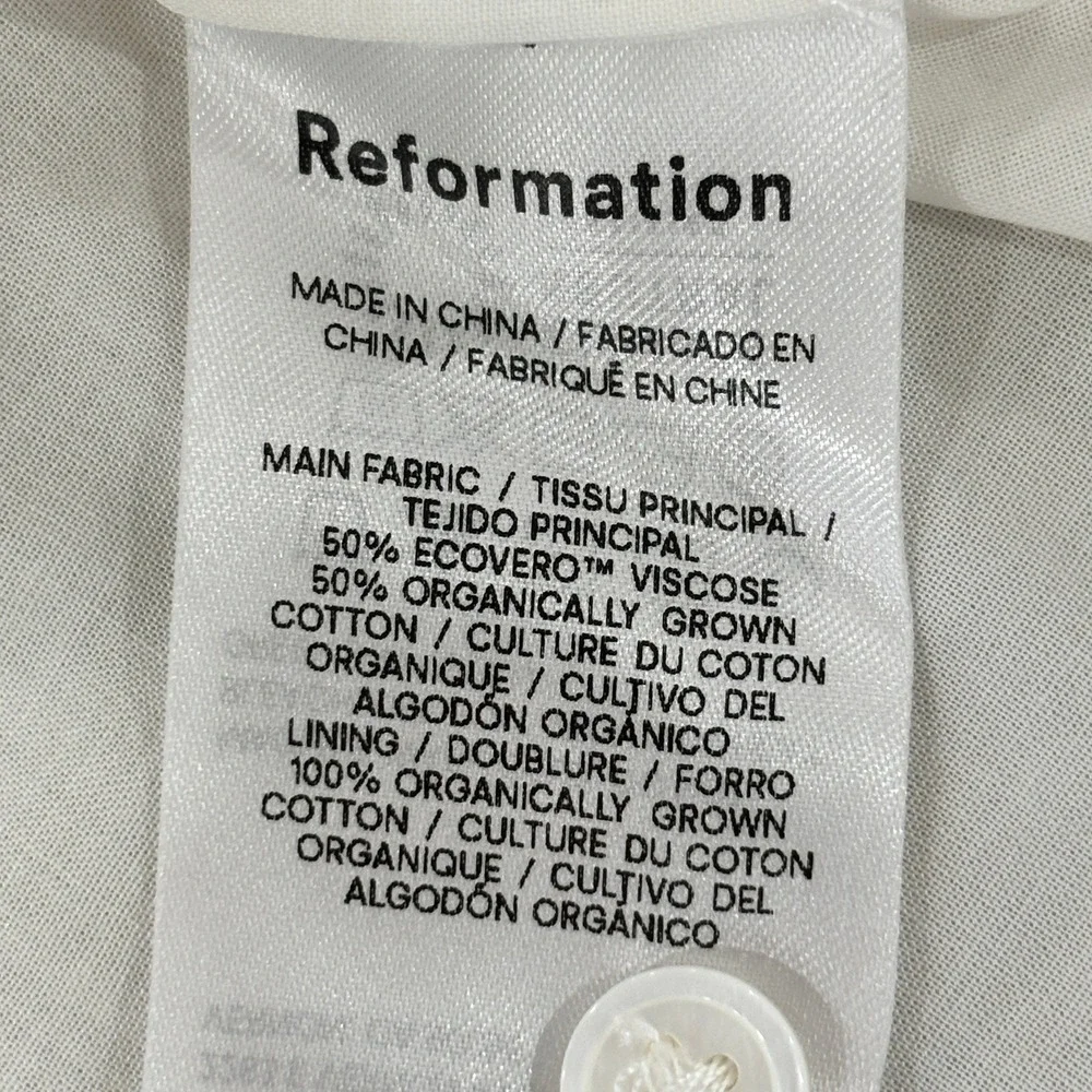 Reformation White Drawstring Peasant Blouse